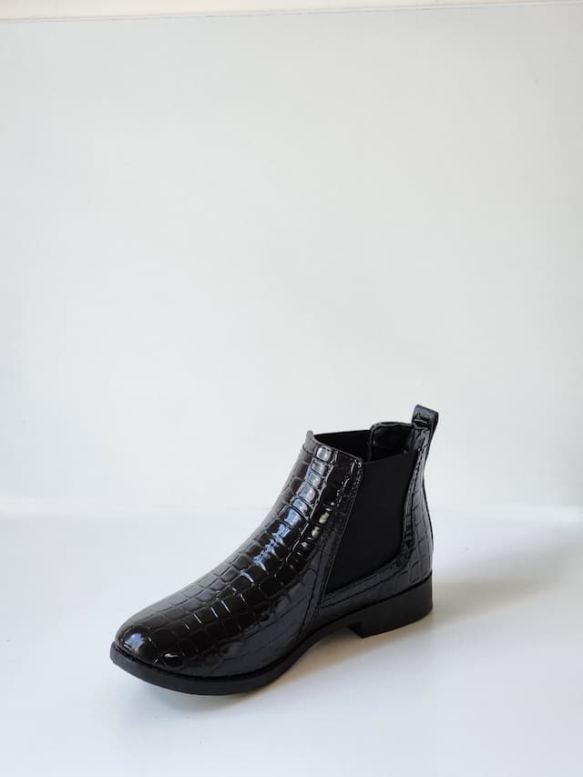 Patent Croc Chelsea Boot - Black