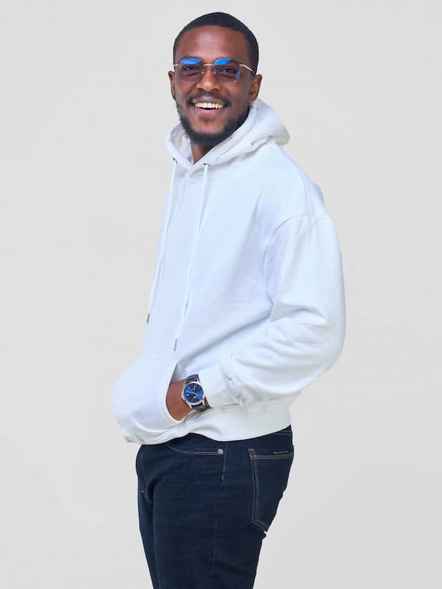 Round Neck L - Sleeves Hoodie - White