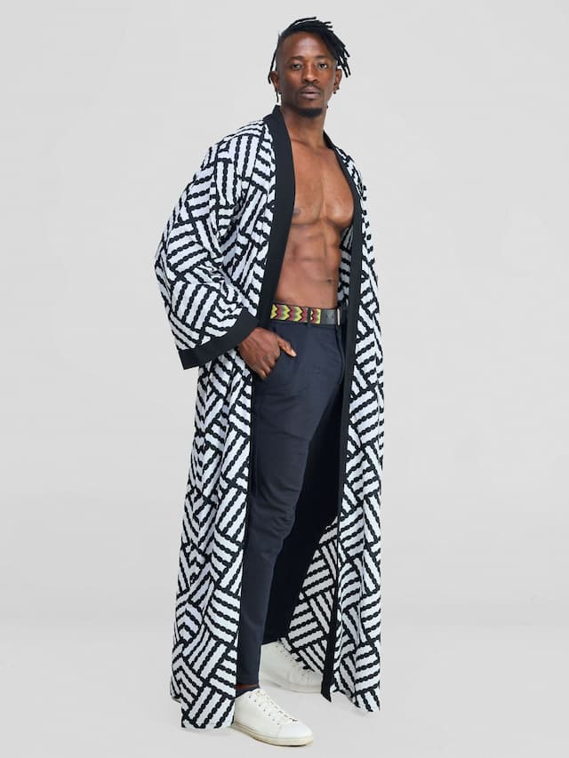 Simbaress Panda Long Kimono - Black / White
