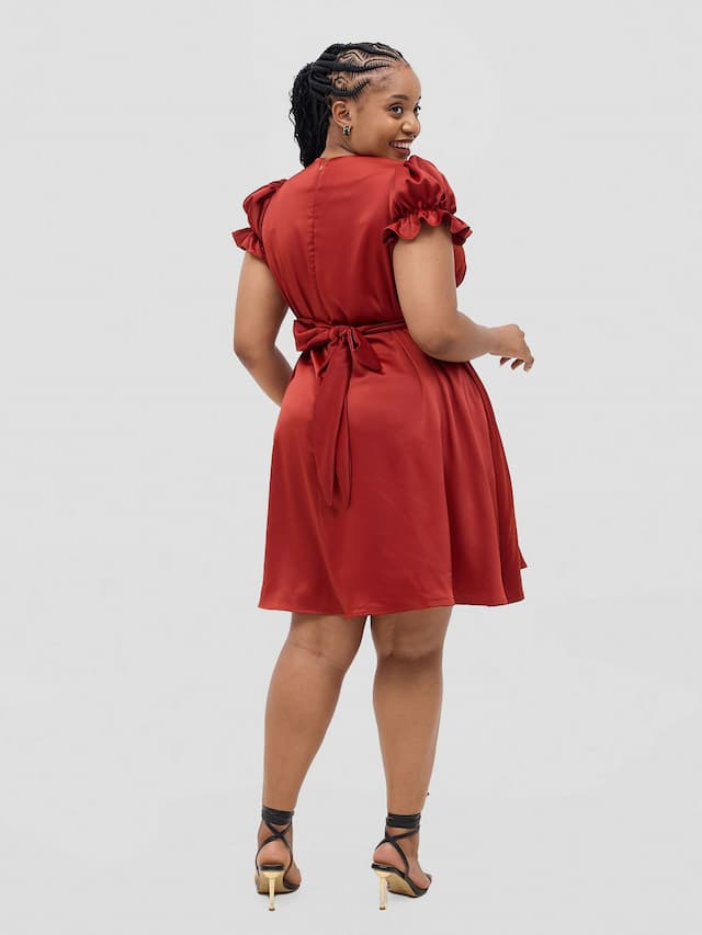 Aniya Shift Dress - Rust / Brown