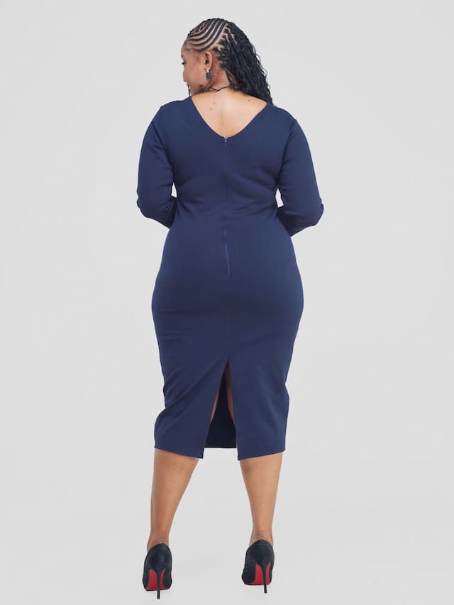 Panther Piped Dress - Navy Blue