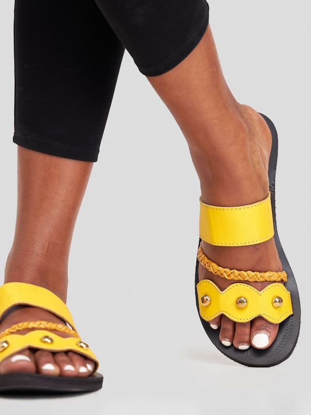 Biba Trends Collection Rana Braided Sandals - Yellow