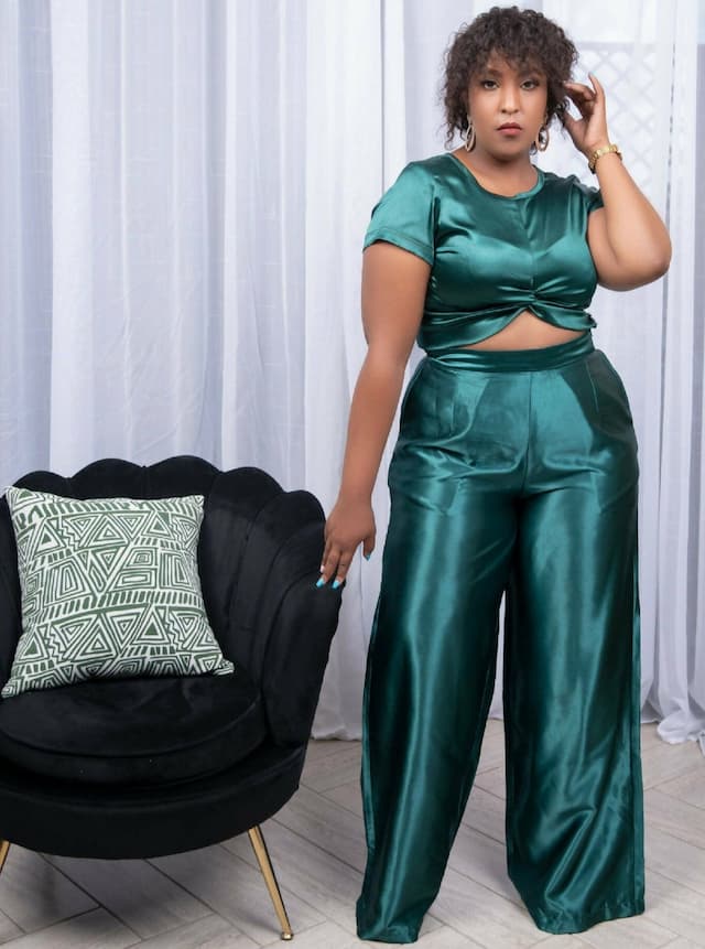 Essy Mosa Silk Palazzo Twist Set - Emerald Green