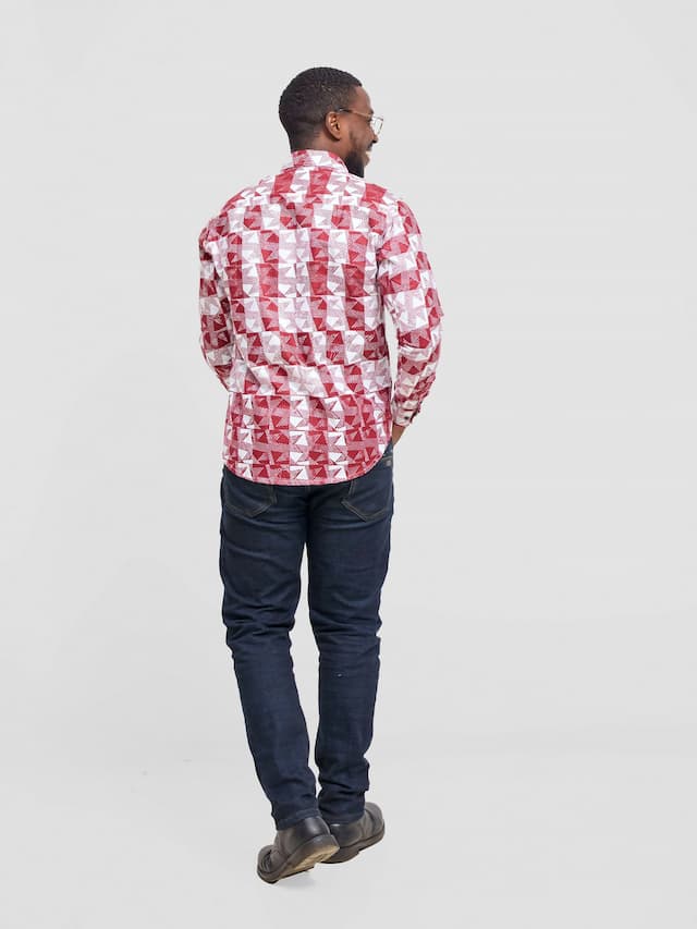 Mendilines Warm African Shirt - Maroon / White