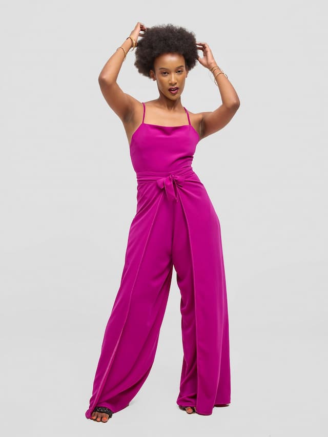 Elsie Glamour Amara Wrap Jumpsuit - Fuchsia