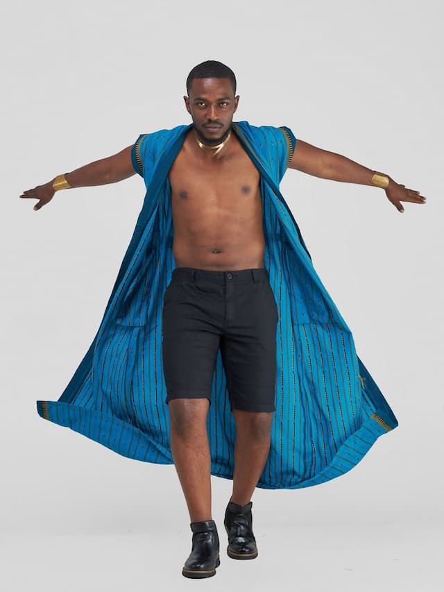 Tribal Sleeveless Kimono – Blue