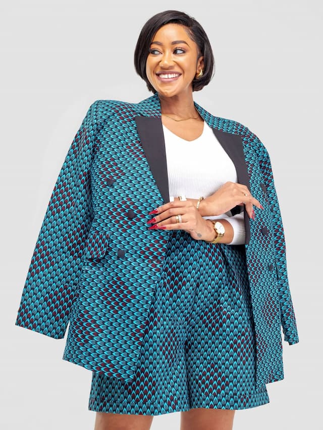 Sbv Ankara Shorts Suit - Green / Black