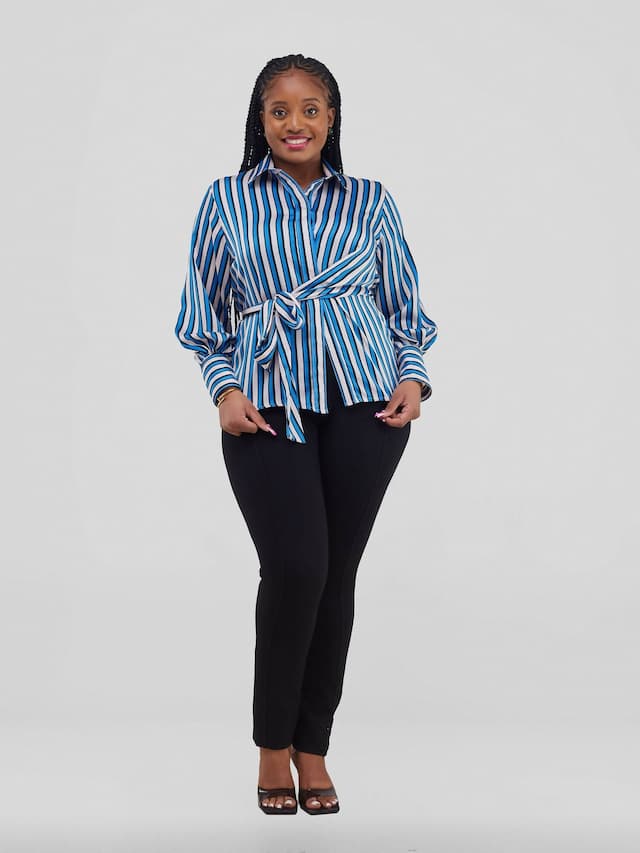 Silk House Collection Kiki Shirt - Blue Stripe