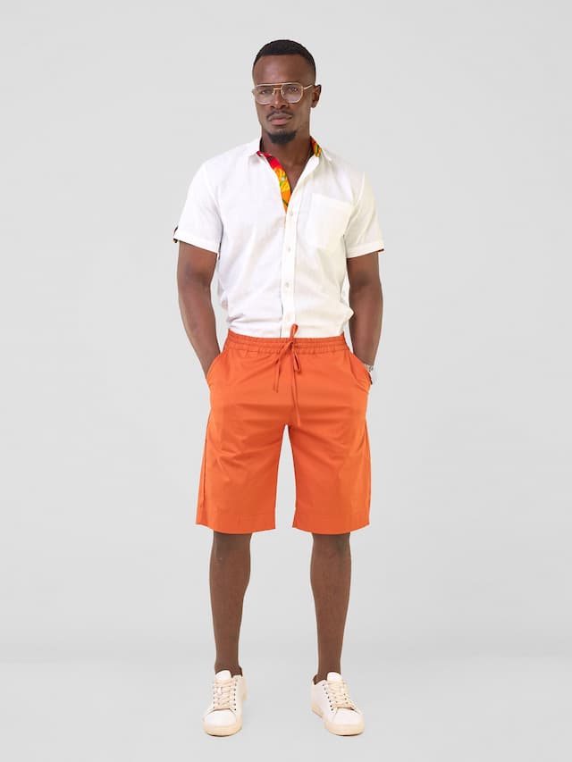 Safari Njano Men's Knee Length Shorts - Rust