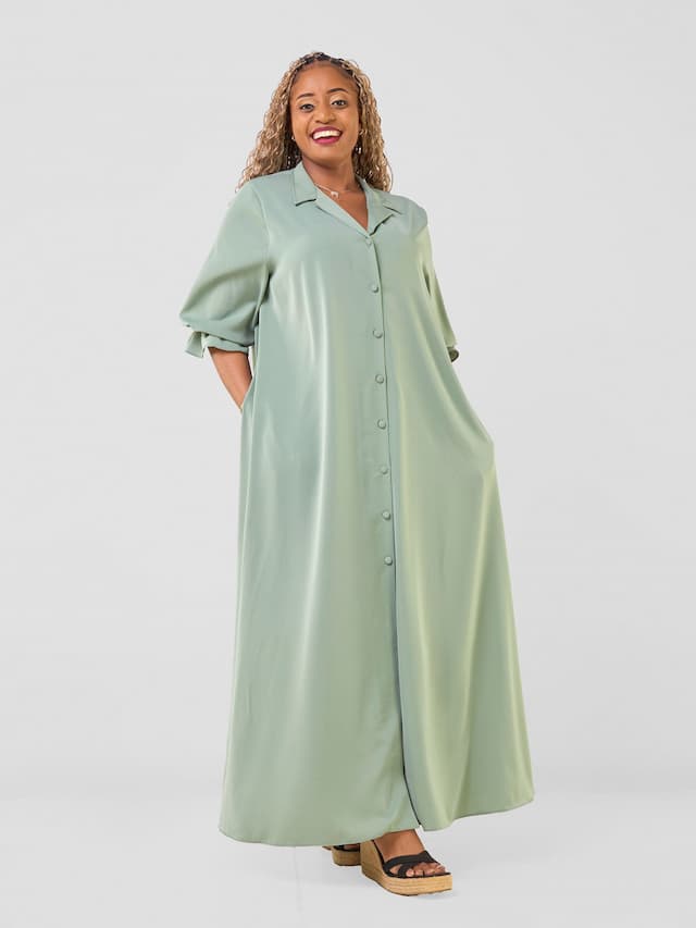 Vivo Hadiya Flounce Sleeve Maxi - Olive