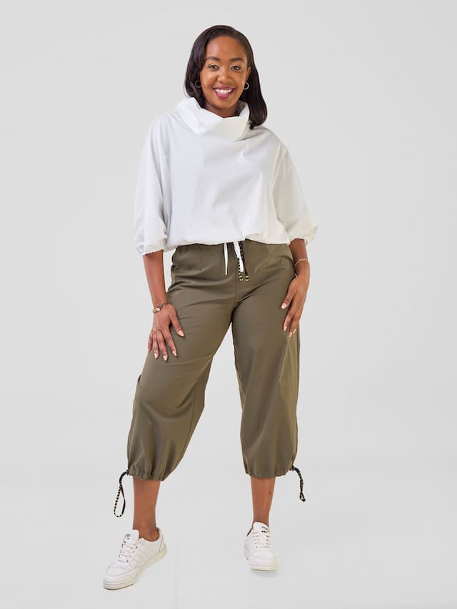 Safari Njano Cowl Top - White