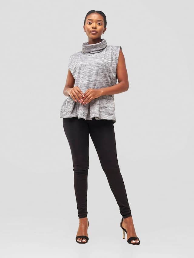 Timyt Urban Wear Sleeveless Poncho With Frontal Darts - Grey