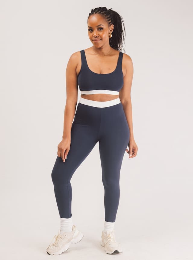 Vivo X This Is Essential Scooped Neck Bralette - Navy Blue / White