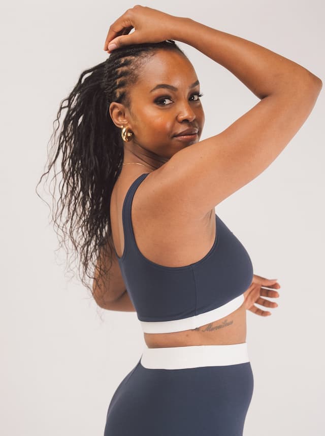 Vivo X This Is Essential Scooped Neck Bralette - Navy Blue / White