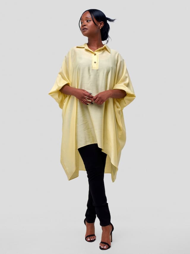 Vivo Ava Shirt Collar Tunic Top - Yellow