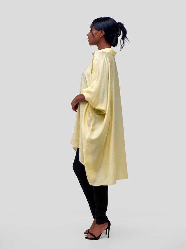 Vivo Ava Shirt Collar Tunic Top - Yellow