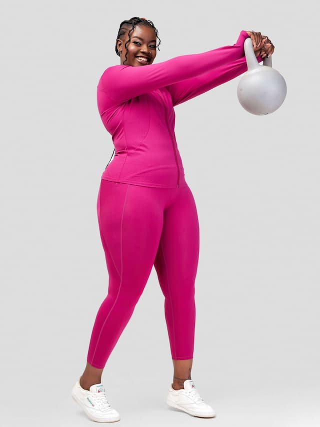 Flen Store 3- Piece Sports (Bra, Leggings, Jacket set) - Fuchsia