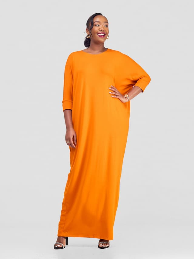 Vivo Basic Dolman Maxi Dress - Light Orange