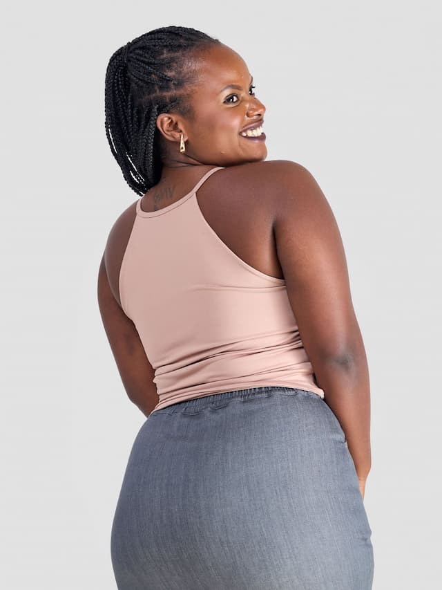 Zoya Yuni Halter Midriff Top - Taupe