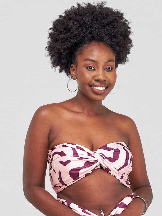 Zoya Shani Scarf Top - Burgundy / Peach Sani Print