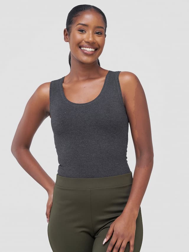 Vivo Basic Sleeveless Bodysuit - Grey