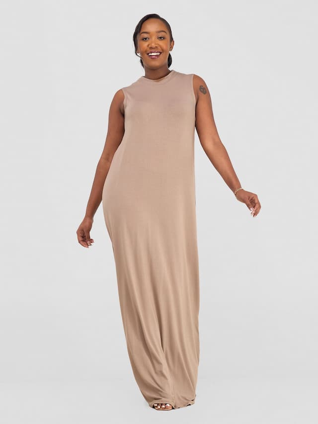 Vivo Mock Maxi Dress - Taupe