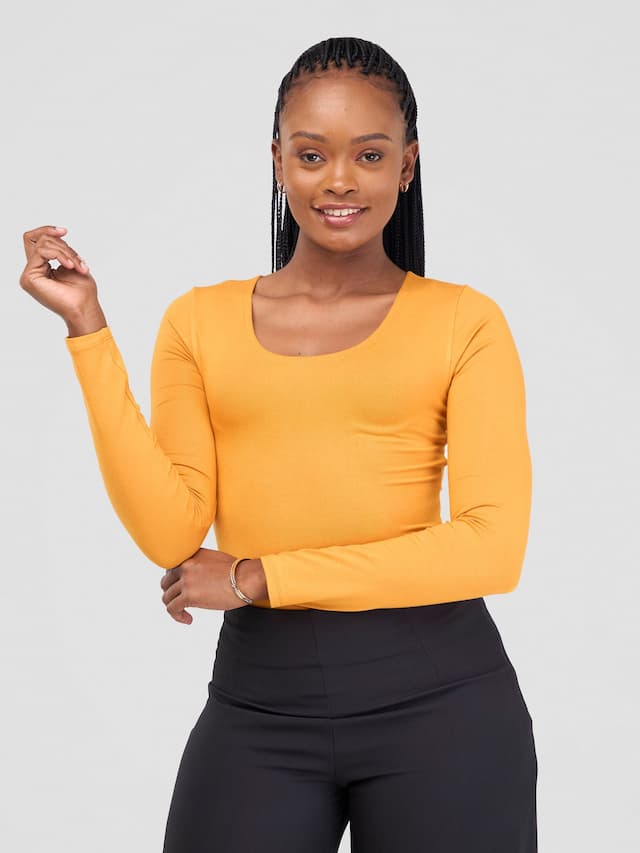 Vivo Basic Long Sleeved Bodysuit - Mustard