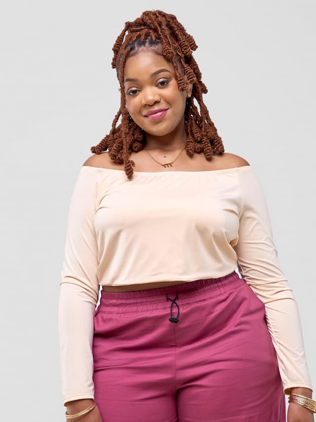 Zoya Yuni Off Shoulder Midriff Top - Buttermilk
