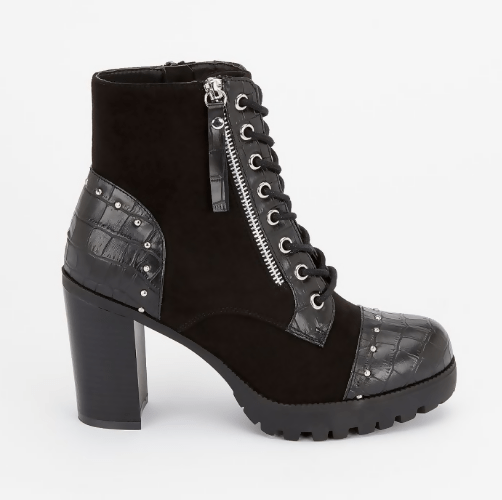 Women Chunky Heel Boot - Black