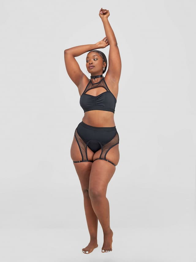 Women Fishnet Sexy Lingerie Set - Black