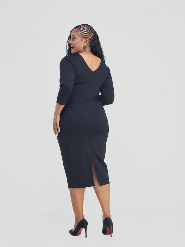 Panther Piped Dress - Black