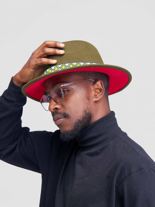 Umbo Collections Beaded Double Colour Hat - Jungle Green