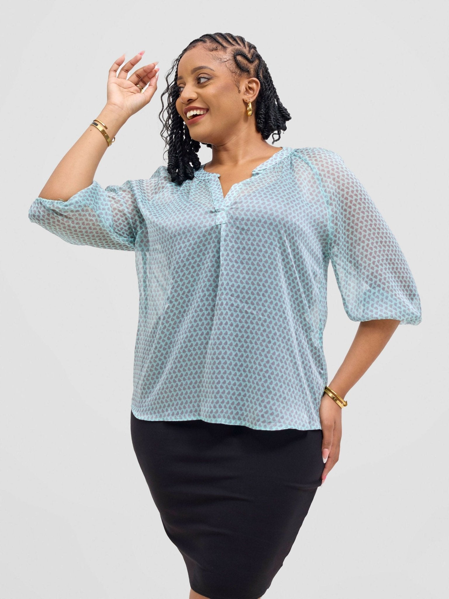 Lamazi Collections Chiffon Top - Mint Green