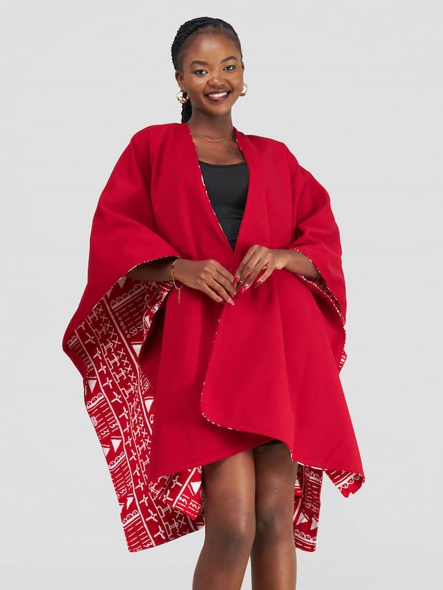 Ndege Reversible Cape - Red