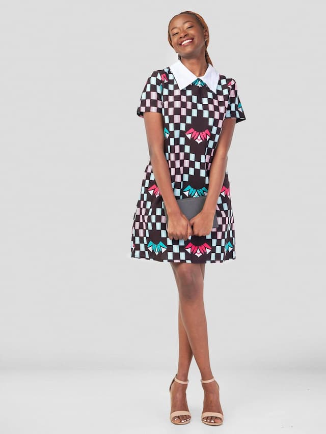 Gravio Fashions Squared A Dress - Brown