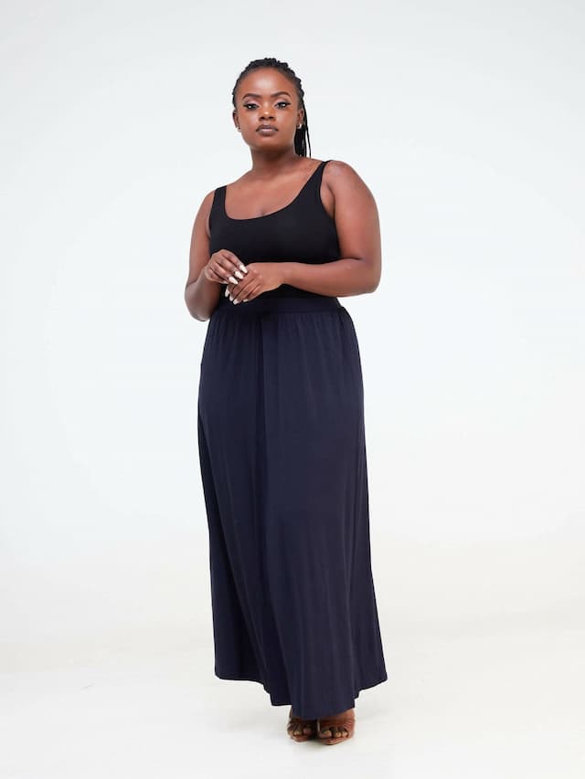 Hessed Maxi Wide Skirt - Navy Blue