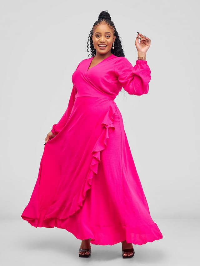 Maxi Wrap Dress - Pink