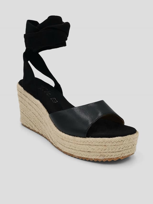 Julz Duke Black Wedges Sandal - Black