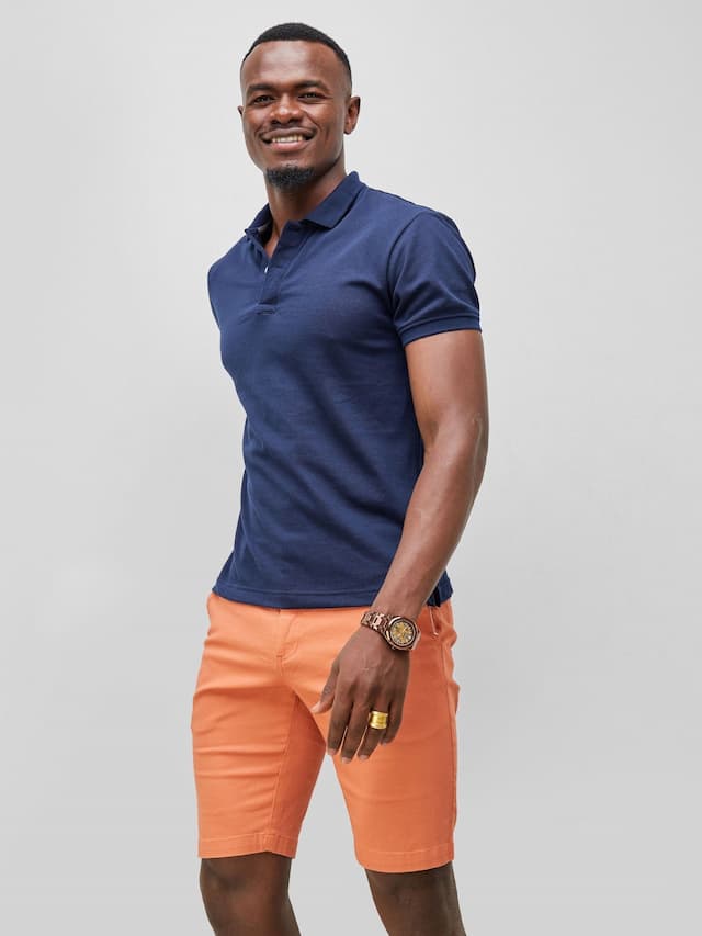 Zetu Men's Chino Shorts - Salmon Orange