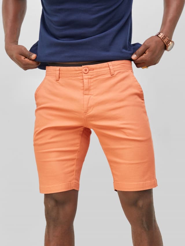 Zetu Men's Chino Shorts - Salmon Orange