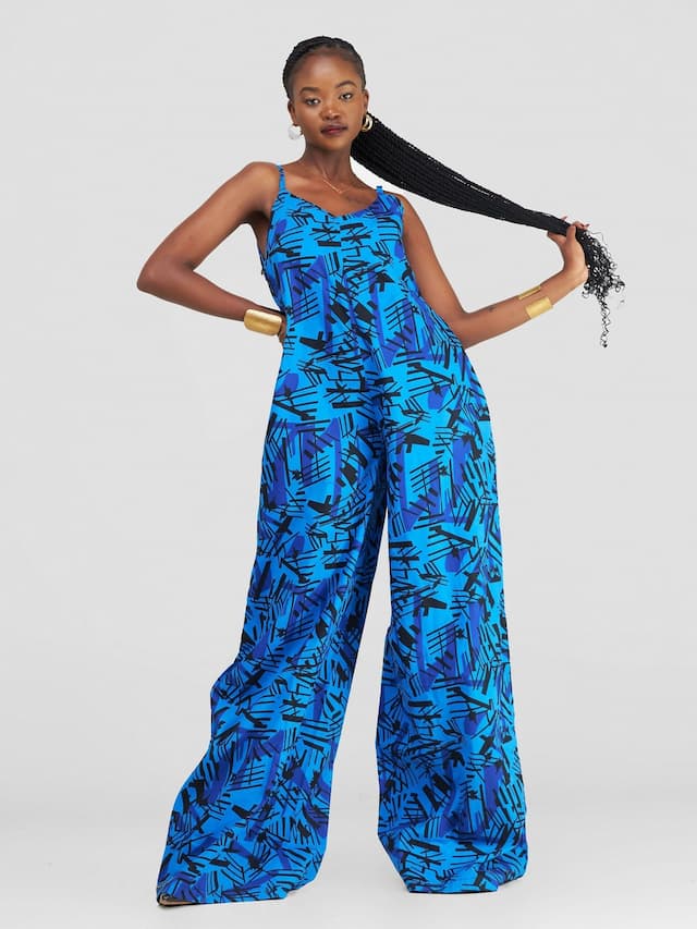 Alaya African Print Jumpsuit - Blue Print