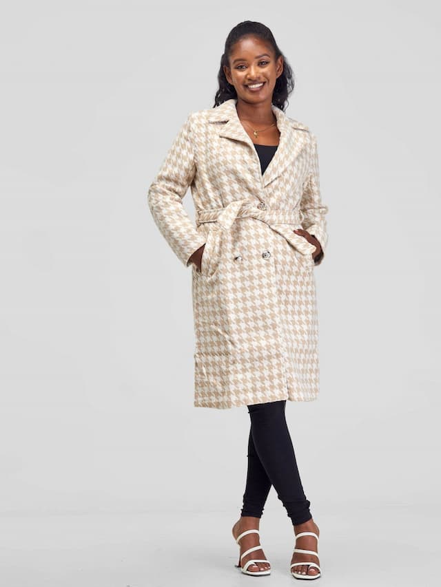 Stylish Sisters Trenchcoat Jacket - Cream / White