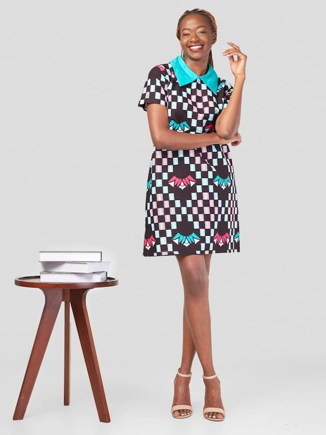 Gravio Fashions Squared A Dress - Brown