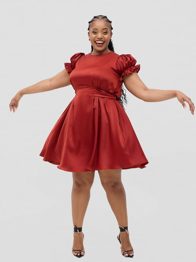 Aniya Shift Dress - Rust / Brown