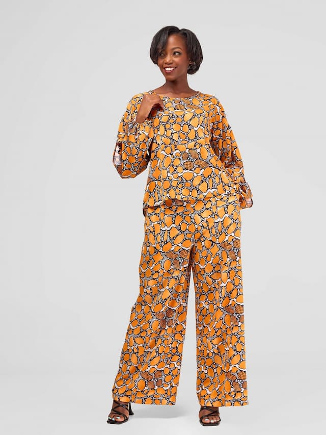 Salok Havilah Soroti Pant Set - Orange Print