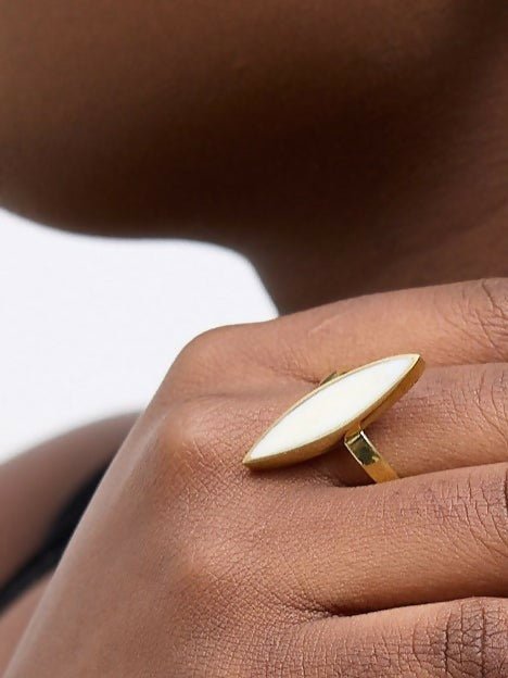 Purely Brass Wema Brass Ring - White / Gold
