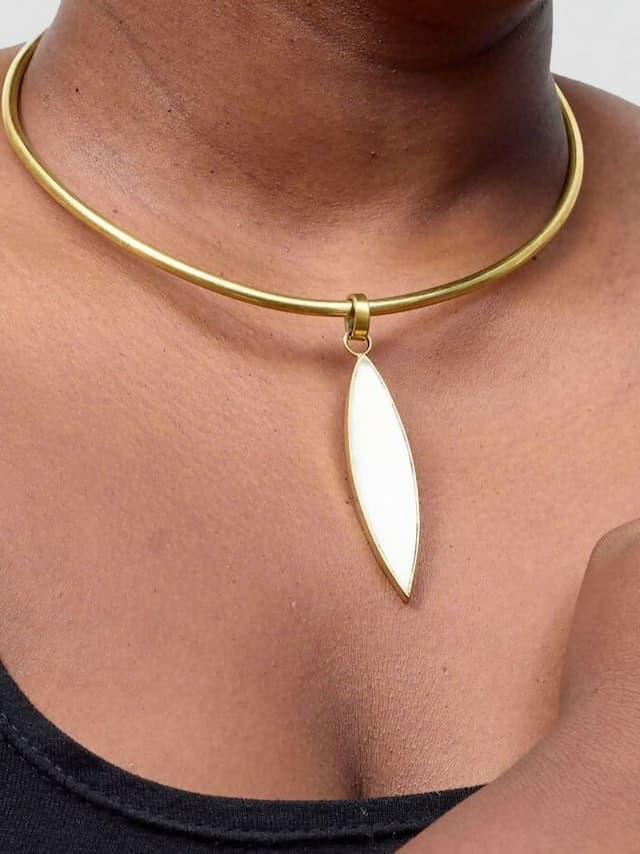Purely Brass Wema Brass Choker - White / Gold