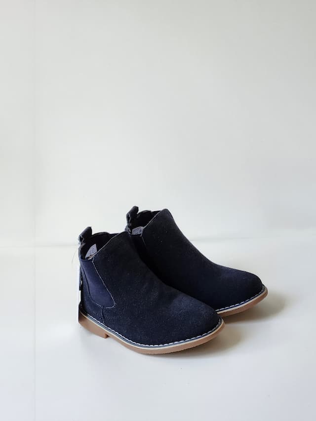 Boys Leather Ankle Boots - Navy