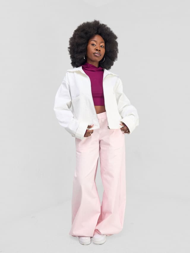 Zoya Banda Waist Length Zipped Jacket - White