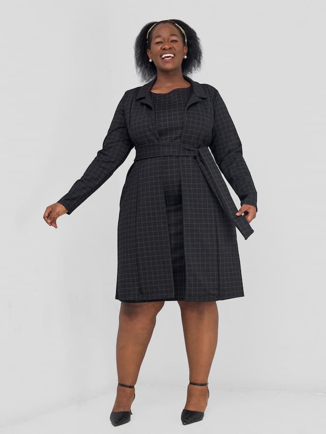 Vivo Paji Trench Coat - Taupe Checkered Print